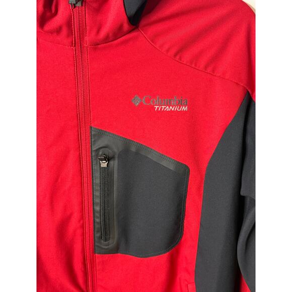 Columbia Titanium Men’s XL Red Black Softshell Jacket Outdoor Hiking Interchange - Picture 4 of 11